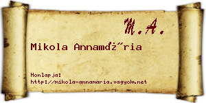Mikola Annamária névjegykártya